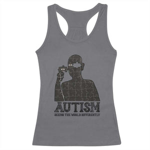 Autism Awareness Racerback Tank Top Autistic Seeing The World From A Different Angle Aesthetic TS09 Charcoal Print Your Wear