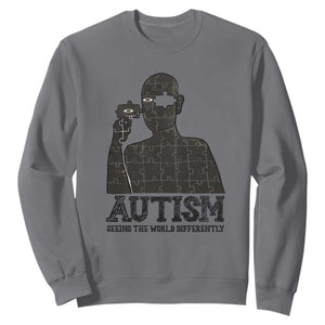 Autism Awareness Sweatshirt Autistic Seeing The World From A Different Angle Aesthetic TS09 Charcoal Print Your Wear