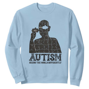 Autism Awareness Sweatshirt Autistic Seeing The World From A Different Angle Aesthetic TS09 Light Blue Print Your Wear