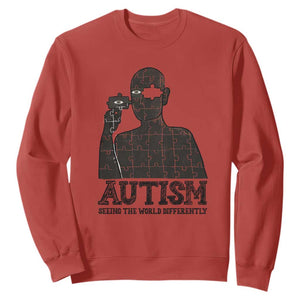 Autism Awareness Sweatshirt Autistic Seeing The World From A Different Angle Aesthetic TS09 Red Print Your Wear