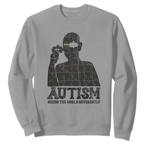 Autism Awareness Sweatshirt Autistic Seeing The World From A Different Angle Aesthetic TS09 Sport Gray Print Your Wear