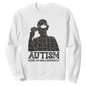 Autism Awareness Sweatshirt Autistic Seeing The World From A Different Angle Aesthetic TS09 White Print Your Wear