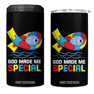 Autism Awareness 4 in 1 Can Cooler Tumbler God Made Me Special Cute Fish Puzzle Ribbon TS09 One Size: 16 oz Black Print Your Wear