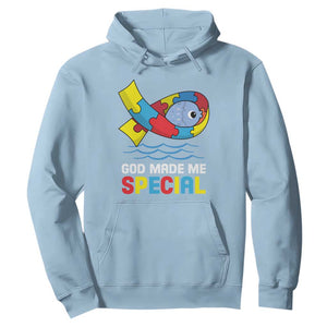 Autism Awareness Hoodie God Made Me Special Cute Fish Puzzle Ribbon TS09 Light Blue Printyourwear