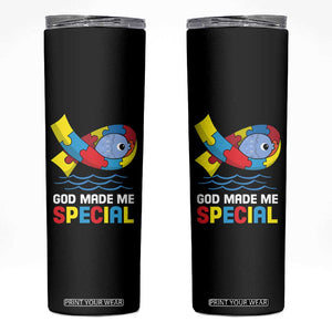 Autism Awareness Skinny Tumbler God Made Me Special Cute Fish Puzzle Ribbon TS09 Black Print Your Wear