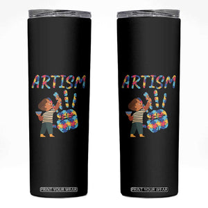 Autism Awareness Skinny Tumbler Artism Puzzle Boys Men Artist Autistic TS09 Black Print Your Wear