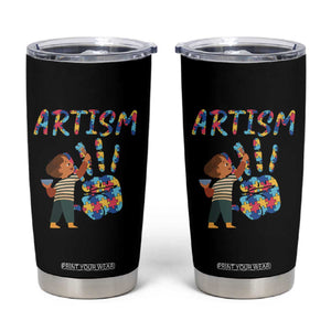 Autism Awareness Tumbler Cup Artism Puzzle Boys Men Artist Autistic TS09 Black Print Your Wear