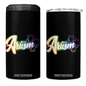 Autism Awareness 4 in 1 Can Cooler Tumbler Artism Artist Autistic Rainbow Puzzle Aesthetic TS09 One Size: 16 oz Black Print Your Wear