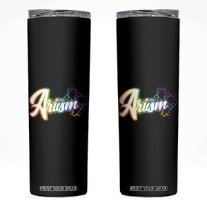 Autism Awareness Skinny Tumbler Artism Artist Autistic Rainbow Puzzle Aesthetic TS09 Black Print Your Wear