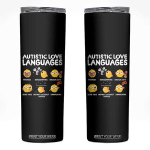 Autism Awareness Skinny Tumbler Autistic Love Languages Cute Chick TS09 Black Print Your Wear