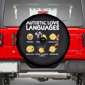Autism Awareness Spare Tire Cover Autistic Love Languages Cute Chick TS09 Black Print Your Wear