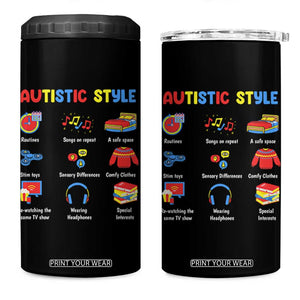 Autism Awareness 4 in 1 Can Cooler Tumbler Autistic Style Routines Song On Repeat Stim Toys Sensory Differences TS09 One Size: 16 oz Black Print Your Wear