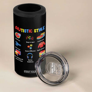 Autism Awareness 4 in 1 Can Cooler Tumbler Autistic Style Routines Song On Repeat Stim Toys Sensory Differences TS09 Print Your Wear