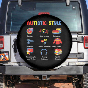 Autism Awareness Spare Tire Cover Autistic Style Routines Song On Repeat Stim Toys Sensory Differences TS09 No hole Black Print Your Wear