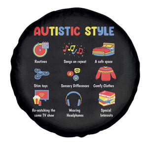 Autism Awareness Spare Tire Cover Autistic Style Routines Song On Repeat Stim Toys Sensory Differences TS09 Print Your Wear