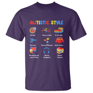 Autism Awareness T Shirt Autistic Style Routines Song On Repeat Stim Toys Sensory Differences TS09 Purple Printyourwear