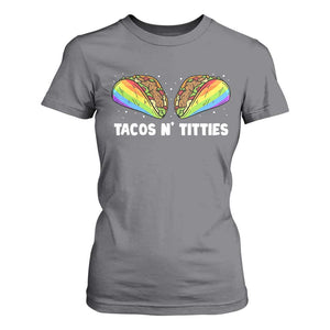 Tacos Lover LGBT Pride T Shirt For Women Tacos N' Titties Gay Rainbow Proud TS09 Charcoal Print Your Wear