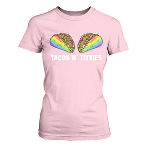 Tacos Lover LGBT Pride T Shirt For Women Tacos N' Titties Gay Rainbow Proud TS09 Light Pink Print Your Wear