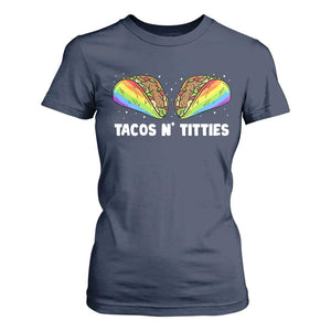 Tacos Lover LGBT Pride T Shirt For Women Tacos N' Titties Gay Rainbow Proud TS09 Navy Print Your Wear