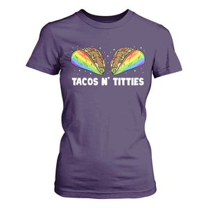 Tacos Lover LGBT Pride T Shirt For Women Tacos N' Titties Gay Rainbow Proud TS09 Purple Print Your Wear