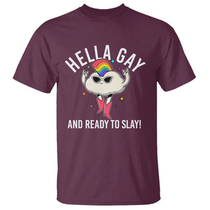 Funny LGBT Pride T Shirt Hella Gay And Ready To Slay Rainbow TS09 Maroon Print Your Wear
