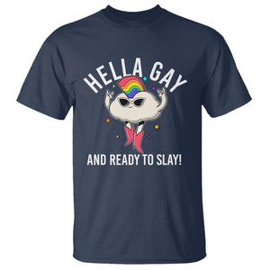 Funny LGBT Pride T Shirt Hella Gay And Ready To Slay Rainbow TS09 Navy Print Your Wear