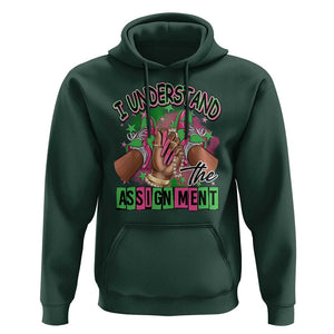 Harris Supporter Hoodie I Understand The Assignment Kamala Chucks And Pearls TS09 Dark Forest Green Print Your Wear