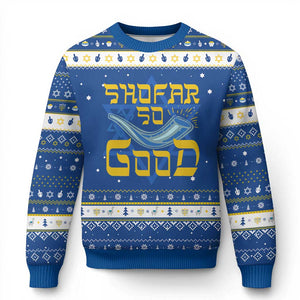 Rosh Hashanah Jewish Hanukkah Ugly Sweater Funny Shofar So Good TS09 Blue White Print Your Wear