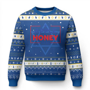 Rosh Hashanah Jewish Hanukkah Ugly Sweater Apple Honey 5786 New Year Holiday 2025 TS09 Blue White Print Your Wear