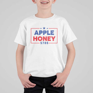 Rosh Hashanah Jewish T Shirt For Kid Apple Honey 5786 New Year Holiday 2025 TS09 White Print Your Wear