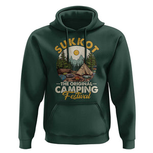 Sukkot Hoodie The Original Camping Festival Vintage Jewish Holiday TS09 Dark Forest Green Print Your Wear