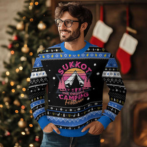 Sukkot Hanukkah Ugly Sweater The Original Camping Festival Jewish Holiday TS09 Black Blue Print Your Wear