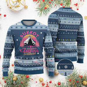 Sukkot Hanukkah Ugly Sweater The Original Camping Festival Jewish Holiday TS09 Navy Light Blue Print Your Wear