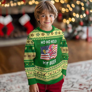 Xmas In Hawaii Ugly Christmas Sweater Ho Ho Hold My Beer Drunk Santa USA Flag TS09 Forest Print Your Wear