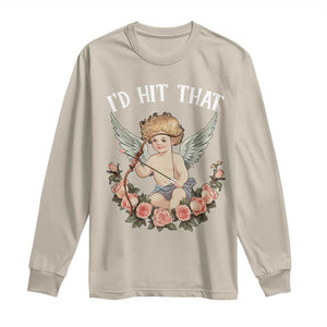Valentine's Day Long Sleeve Shirt I'd Hit That Cupid Vintage Art Rose TS09 Sand Print Your Wear