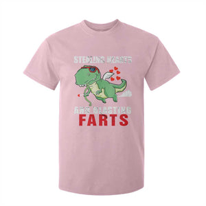 Valentine's Day T Shirt For Kid Cute Dinosaur Cupid Stealing Hearts And Blasting Farts TS09 Light Pink Print Your Wear