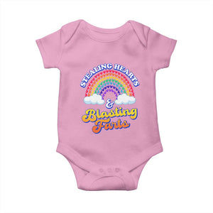 Valentine's Day Baby Onesie Stealing Hearts And Blasting Fart Funny Rainbow Heart TS09 Light Pink Print Your Wear