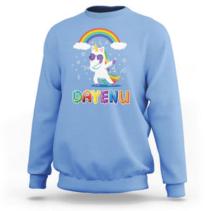 Passover Sweatshirt Cute Unicorn Dayenu For Jewish Kids Boys Girls TS09 Carolina Blue Printyourwear