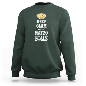 Funny Passover Sweatshirt Keep Calm Eat Matzo Balls TS09 Dark Forest Green Printyourwear