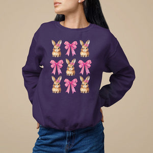 Easter Day Sweatshirt Pink Coquette Bow Cute Bunny Girls Women TS09 Purple Printyourwear