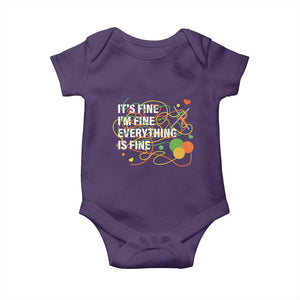 Funny Crochet Baby Onesie It's Fine I'm Fine Everything Is Fine Knitting TS09 Purple Print Your Wear