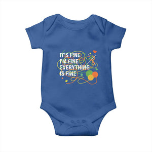 Funny Crochet Baby Onesie It's Fine I'm Fine Everything Is Fine Knitting TS09 Royal Blue Print Your Wear
