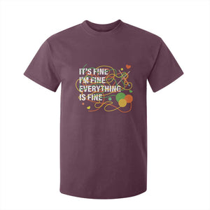 Funny Crochet T Shirt For Kid It's Fine I'm Fine Everything Is Fine Knitting TS09 Maroon Print Your Wear