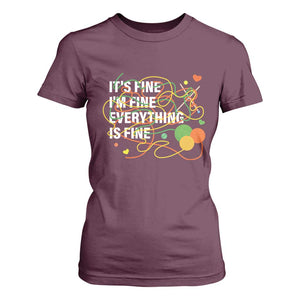 Funny Crochet T Shirt For Women It's Fine I'm Fine Everything Is Fine Knitting TS09 Maroon Print Your Wear