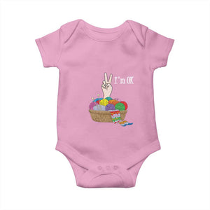 Funny Crochet Baby Onesie I'm Ok Knitting TS09 Light Pink Print Your Wear