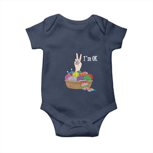 Funny Crochet Baby Onesie I'm Ok Knitting TS09 Navy Print Your Wear