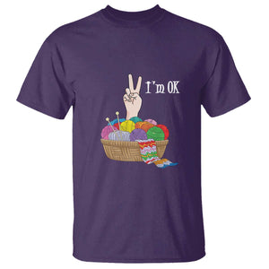Funny Crochet T Shirt I'm Ok Knitting TS09 Purple Print Your Wear