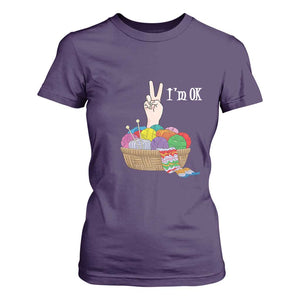 Funny Crochet T Shirt For Women I'm Ok Knitting TS09 Purple Print Your Wear