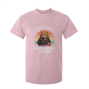 Funny Crochet Cat T Shirt For Kid Because Murder Is Wrong TS09 Light Pink Print Your Wear