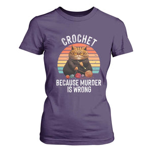 Funny Crochet Cat T Shirt For Women Because Murder Is Wrong TS09 Purple Print Your Wear